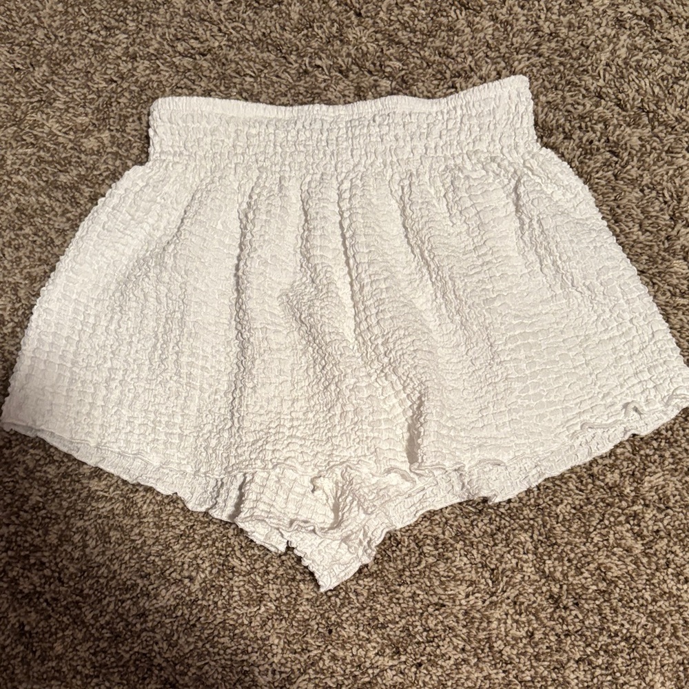 Zara Kids and Teens White Textured Shorts